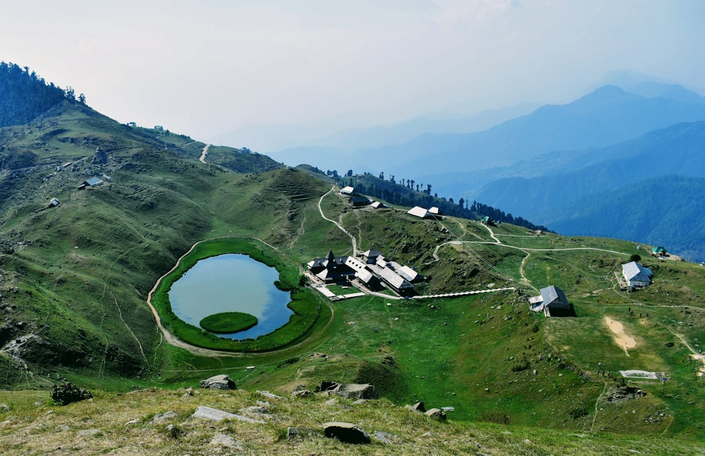 a small lake in a valley