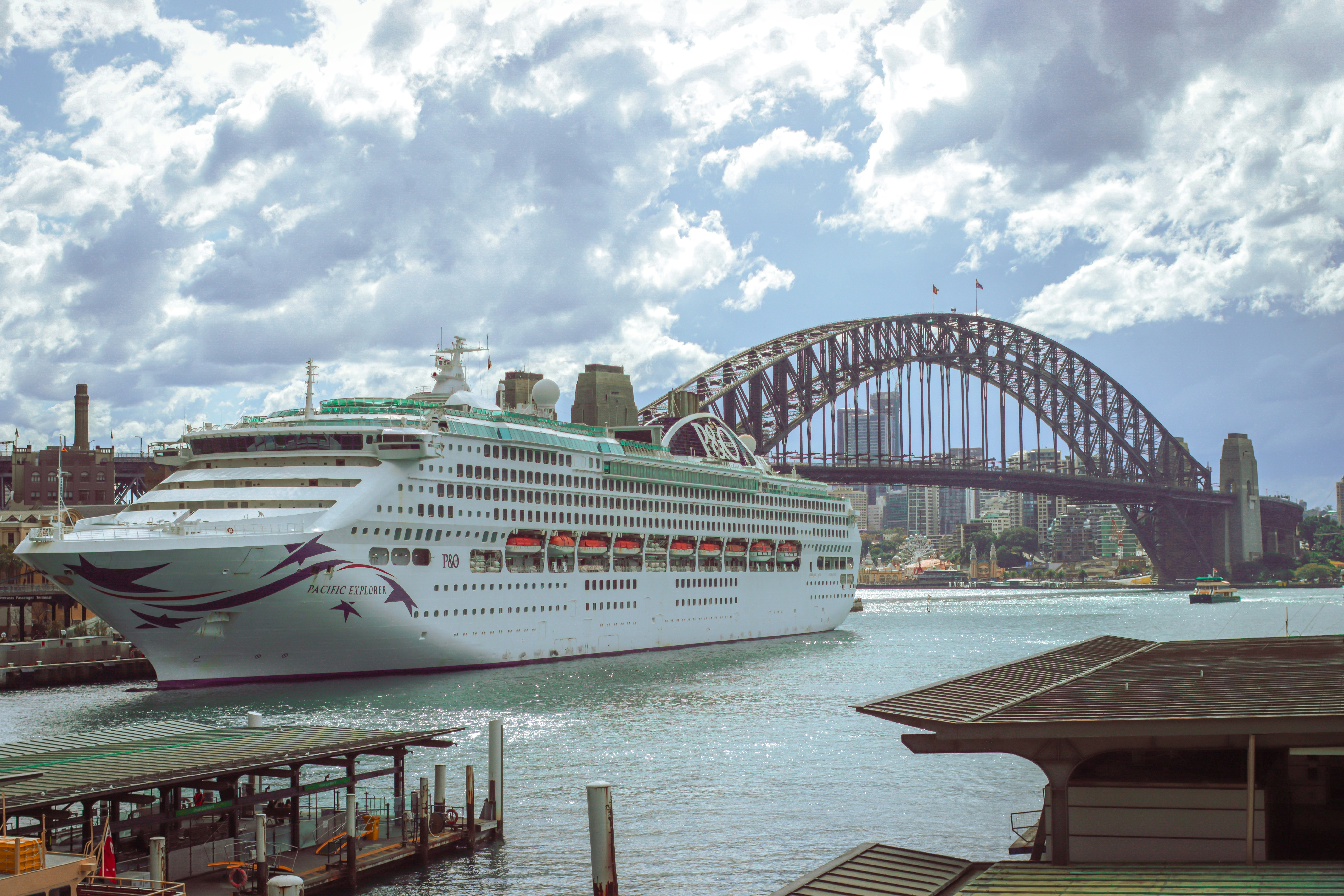 a cruise ship in a harbor