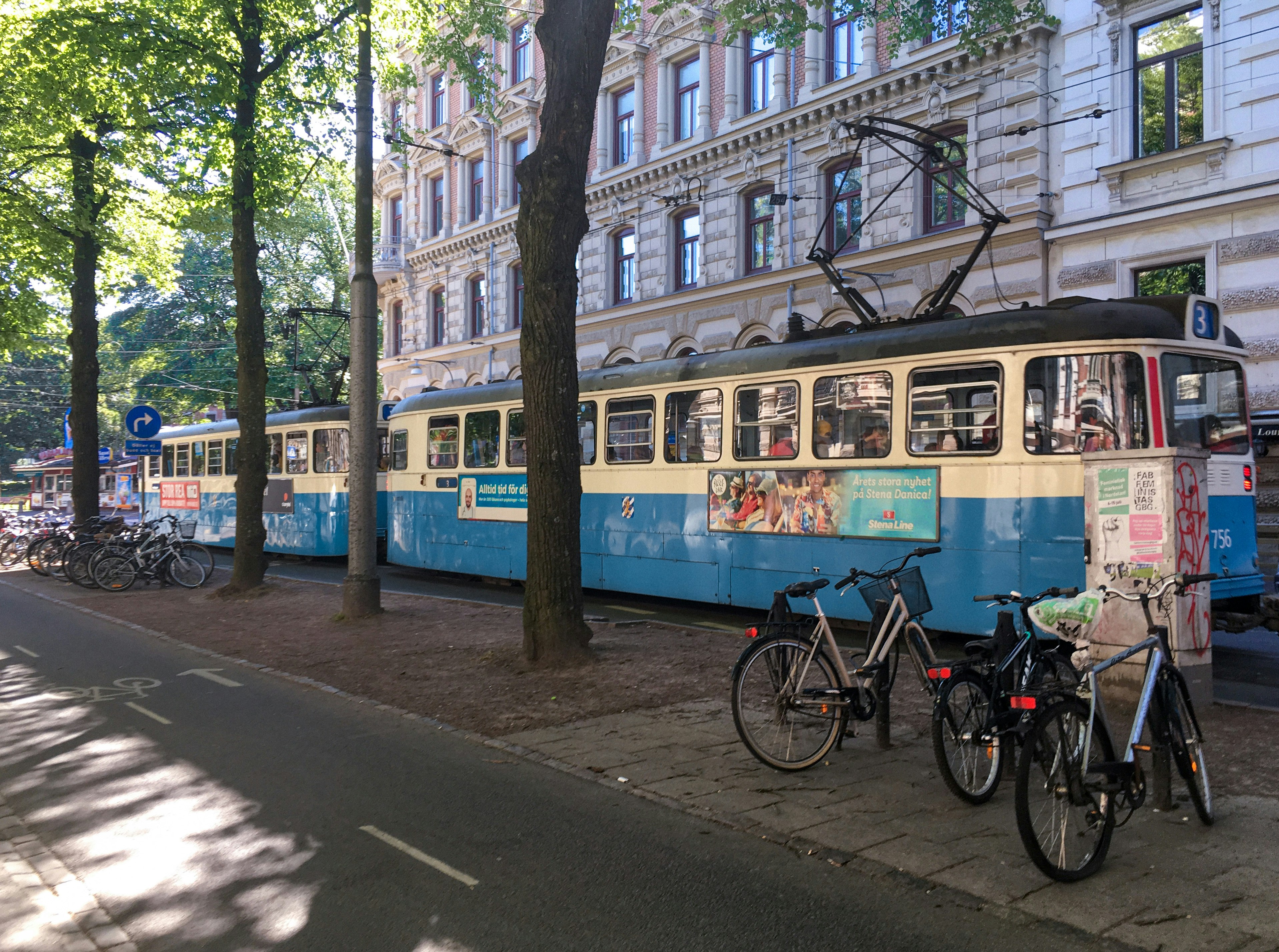 bicycles parked on the sidewalk