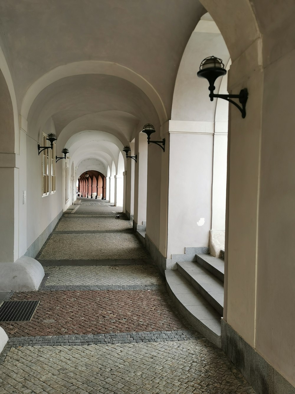 a stone walkway with a stone walkway