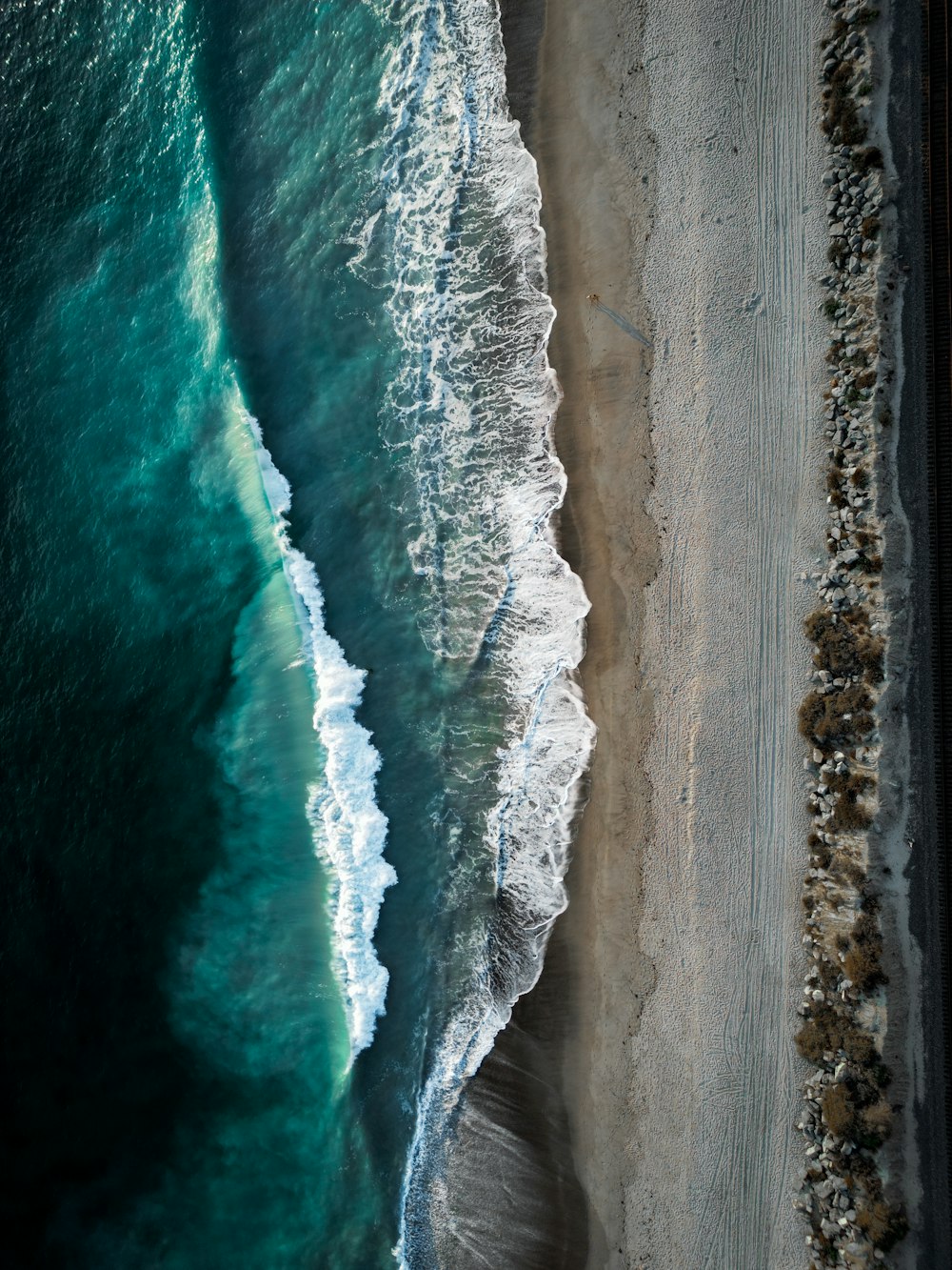 a beach with waves