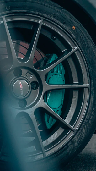 a close up of a car tire