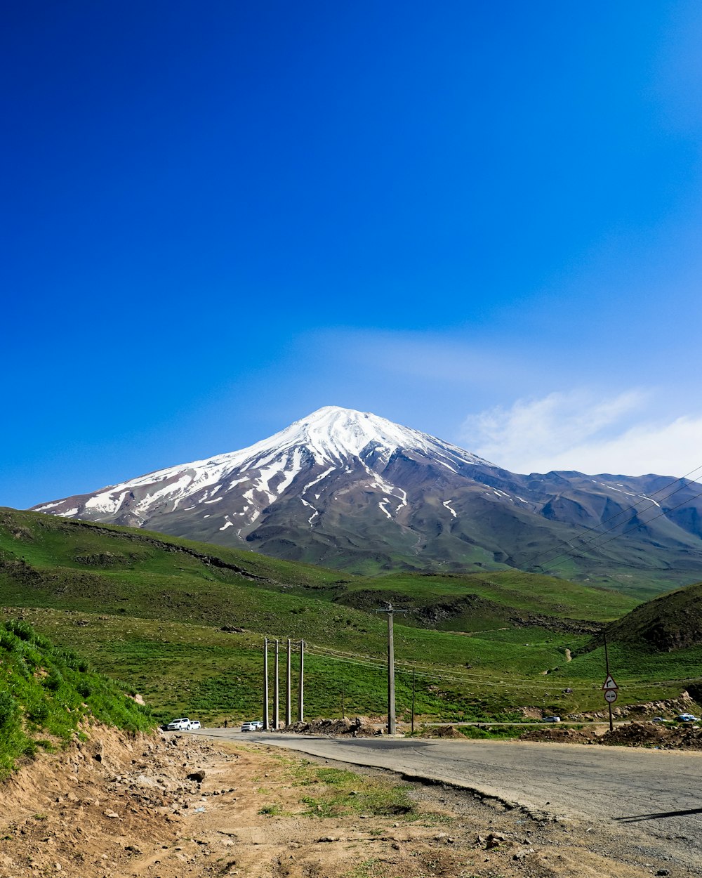 a mountain with snow