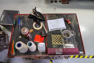 a group of objects on a table