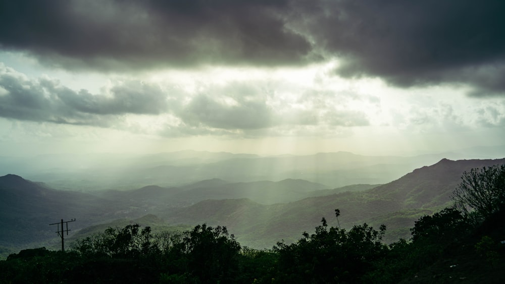 a cloudy sky over a mountain range