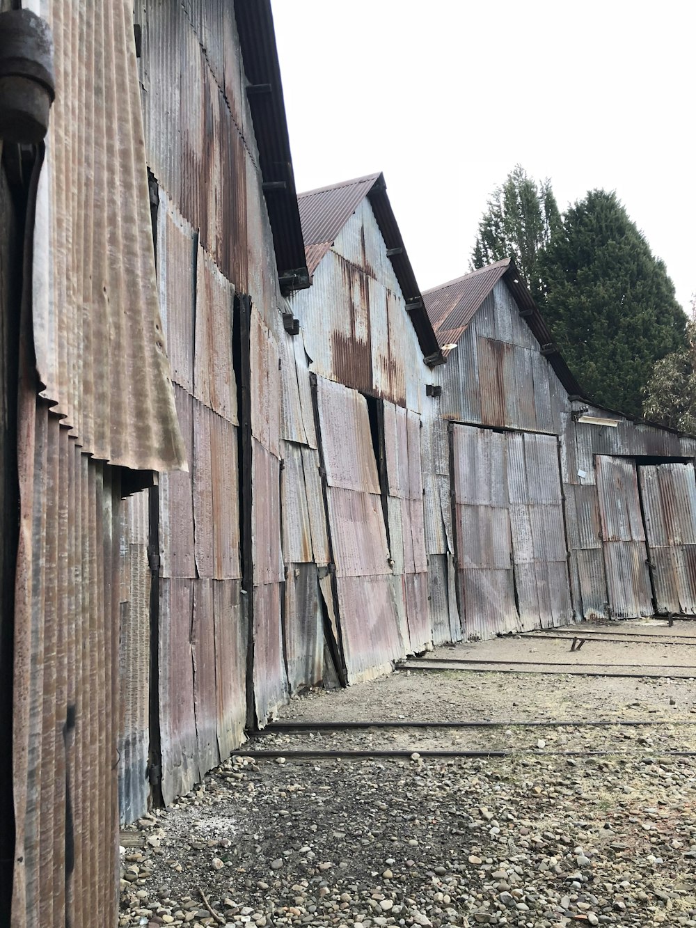 a row of wooden buildings