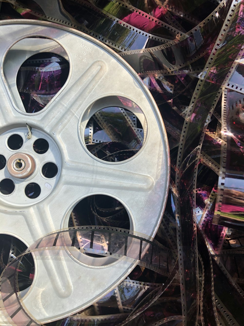 a close up of a car wheel