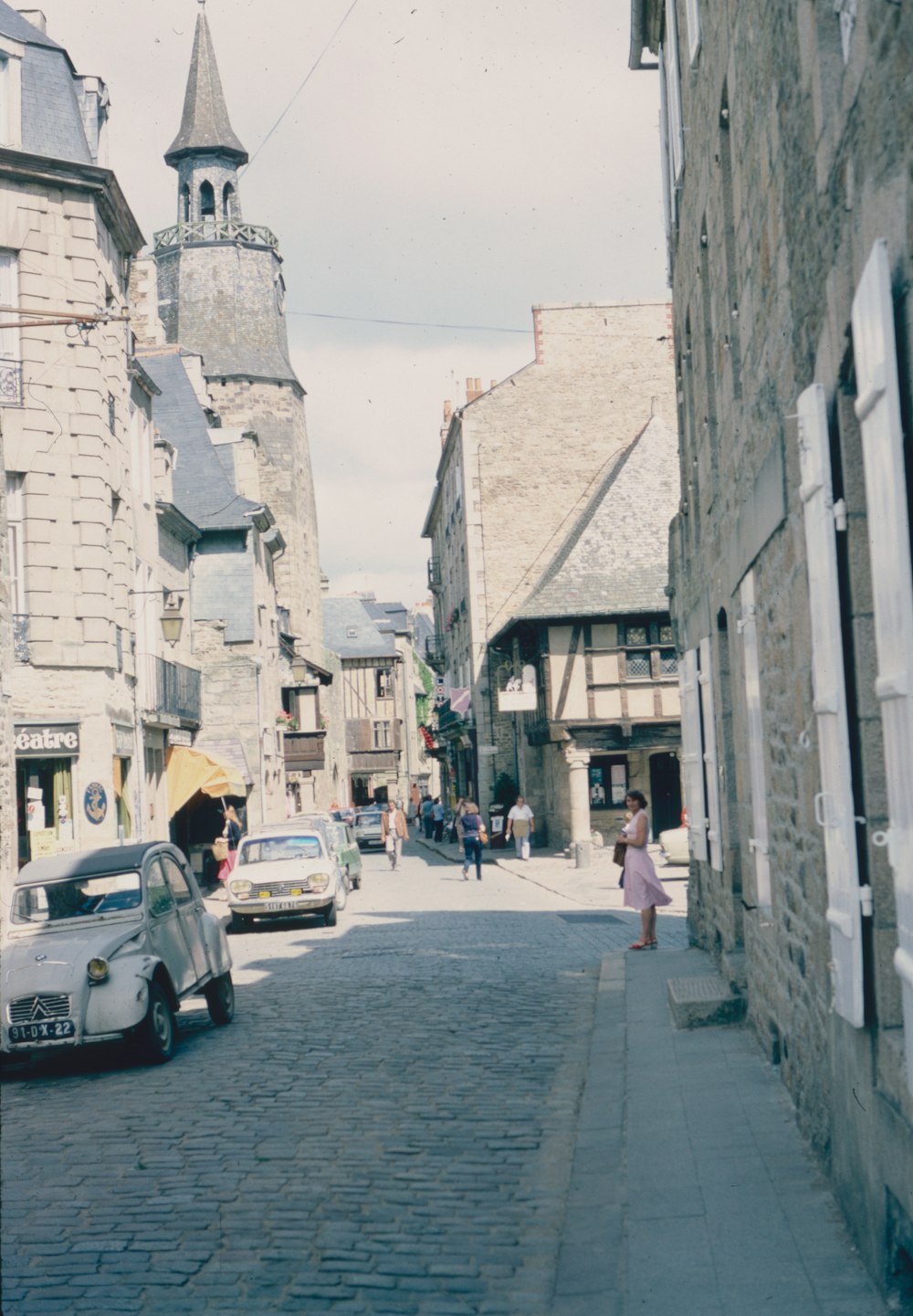 a person walking down a street