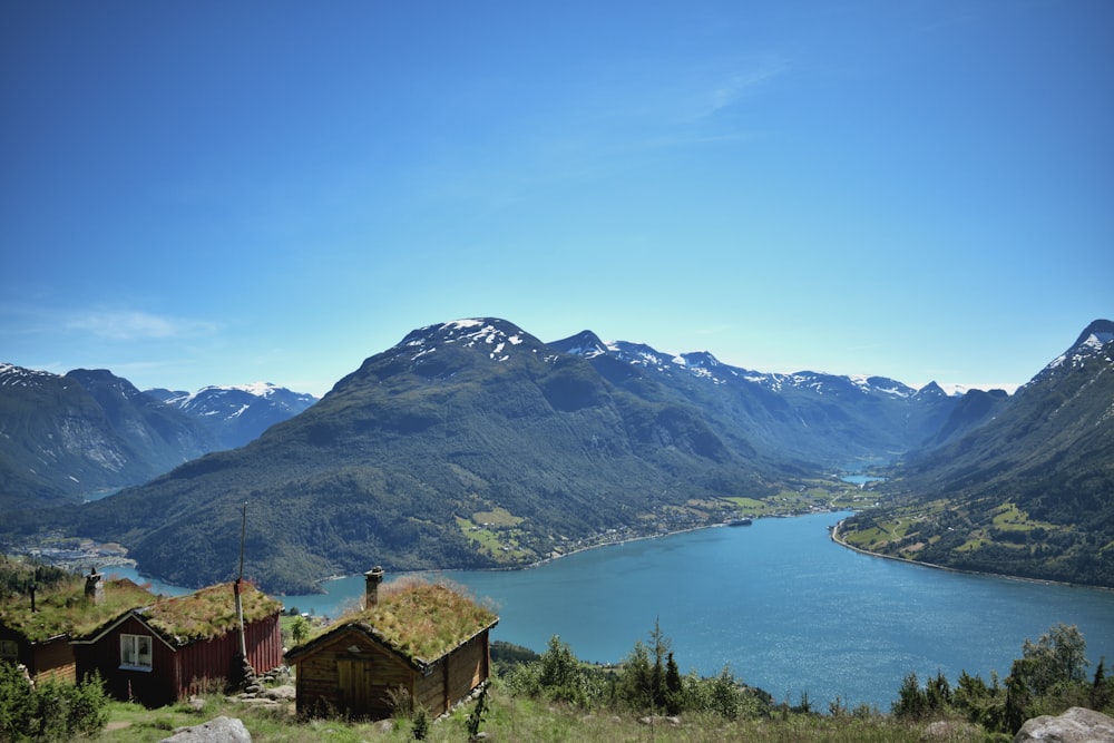 a lake surrounded by mountains