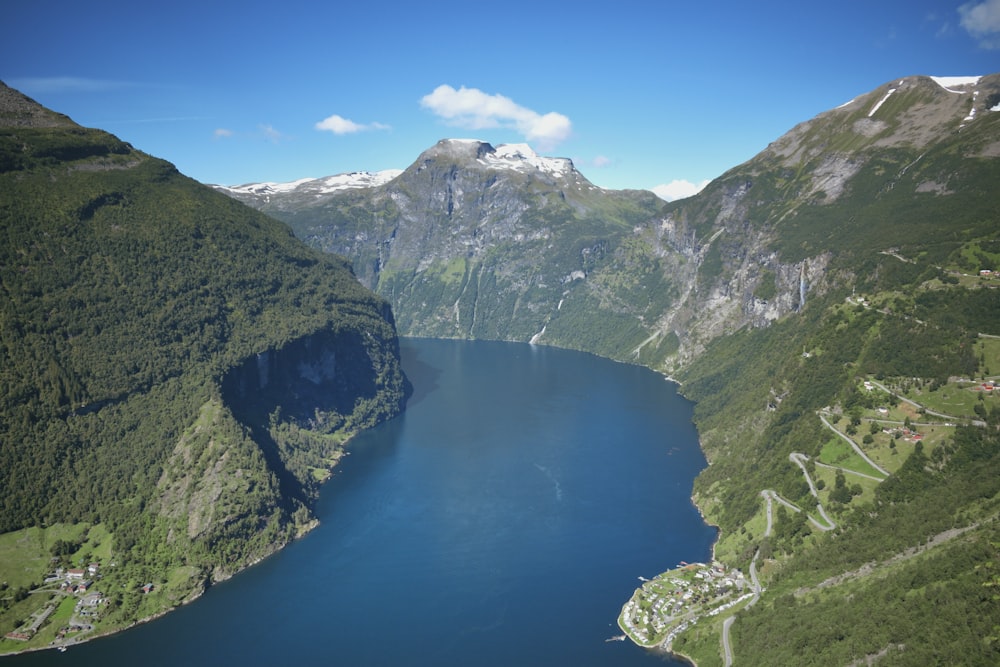 Geirangerfjord between mountains