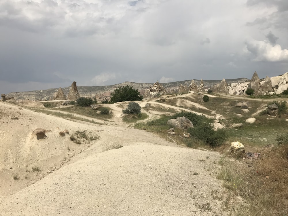 a dirt road in a desert