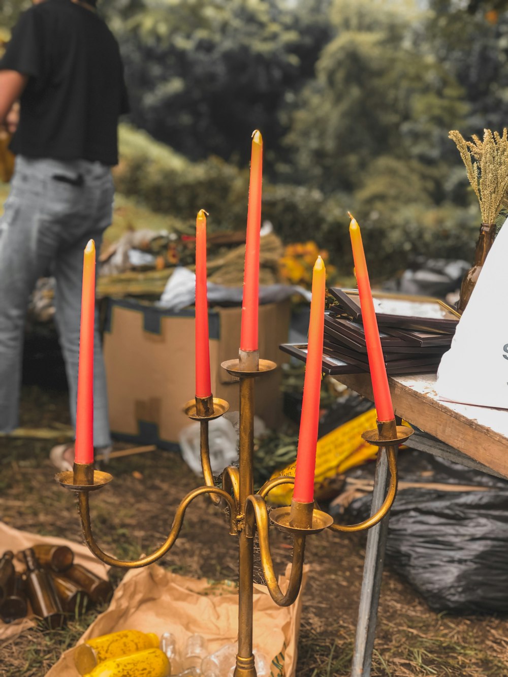 a group of sticks with sticks and fire in them