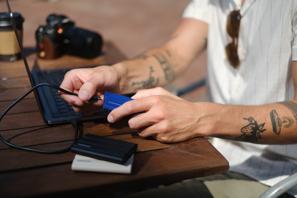 a person using a touchscreen device