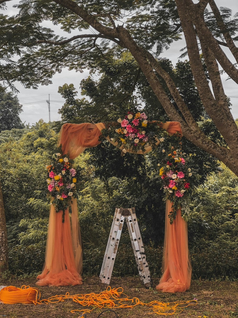 a person in a dress with flowers