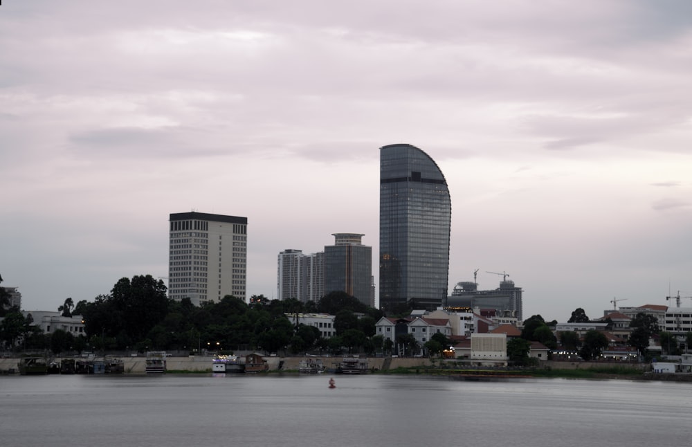 a body of water with buildings along it