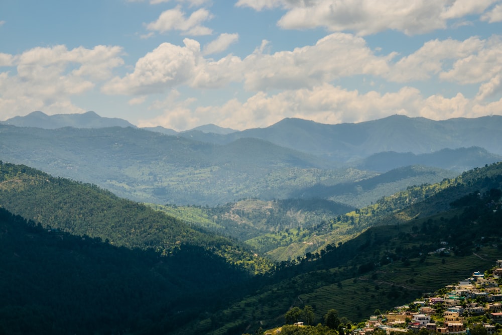 a valley with a town in it