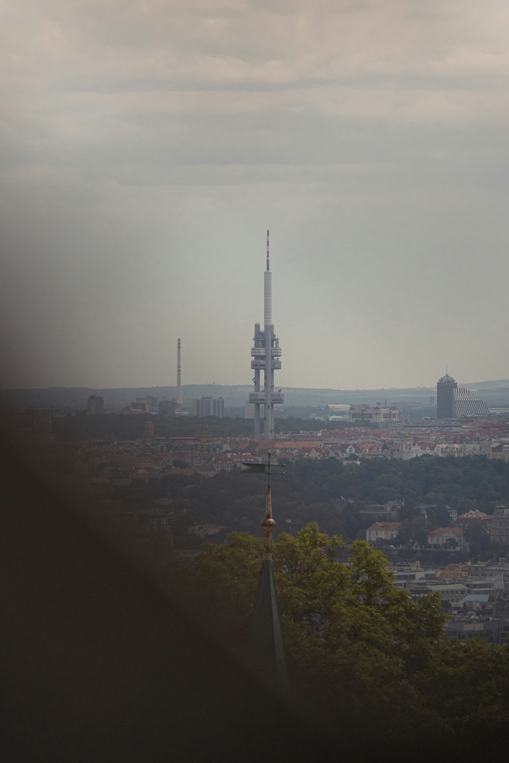 a tall tower in a city