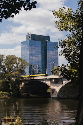 a train on a bridge