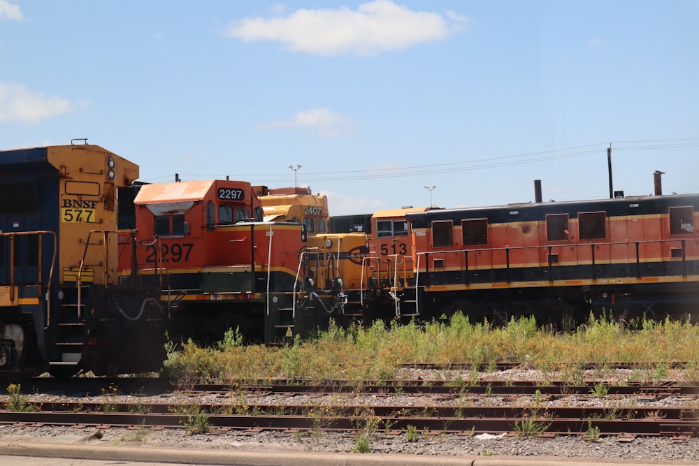 a couple of trains on the railway tracks