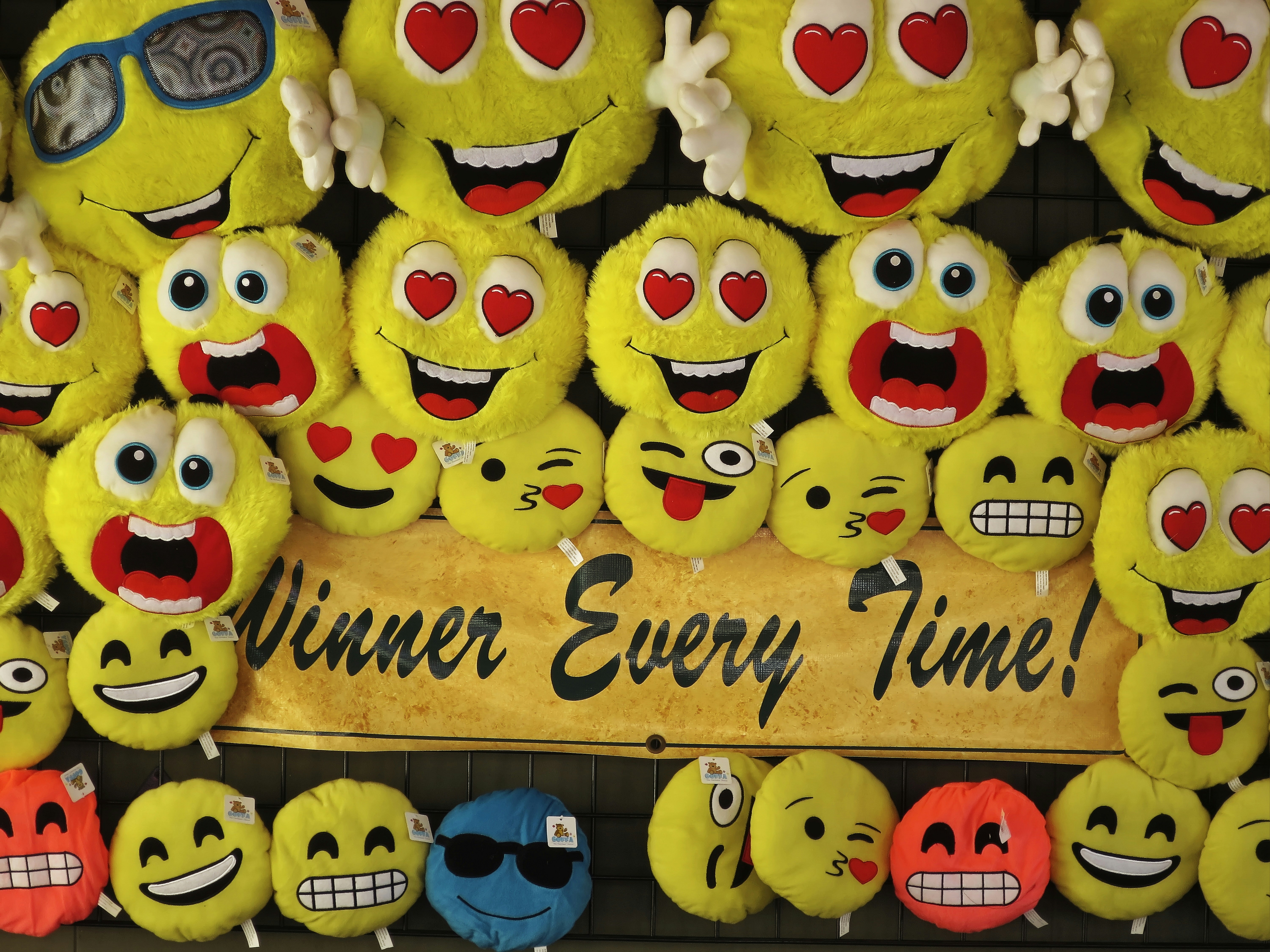 Bar game prizes of emojis and other fun game themed prizes.