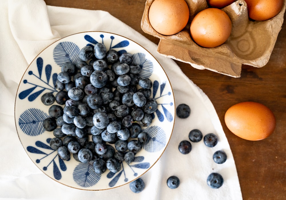 a plate of blueberries and oranges