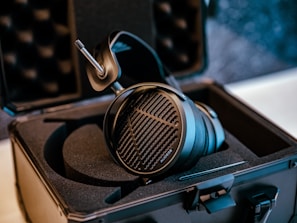 a pair of headphones on a desk