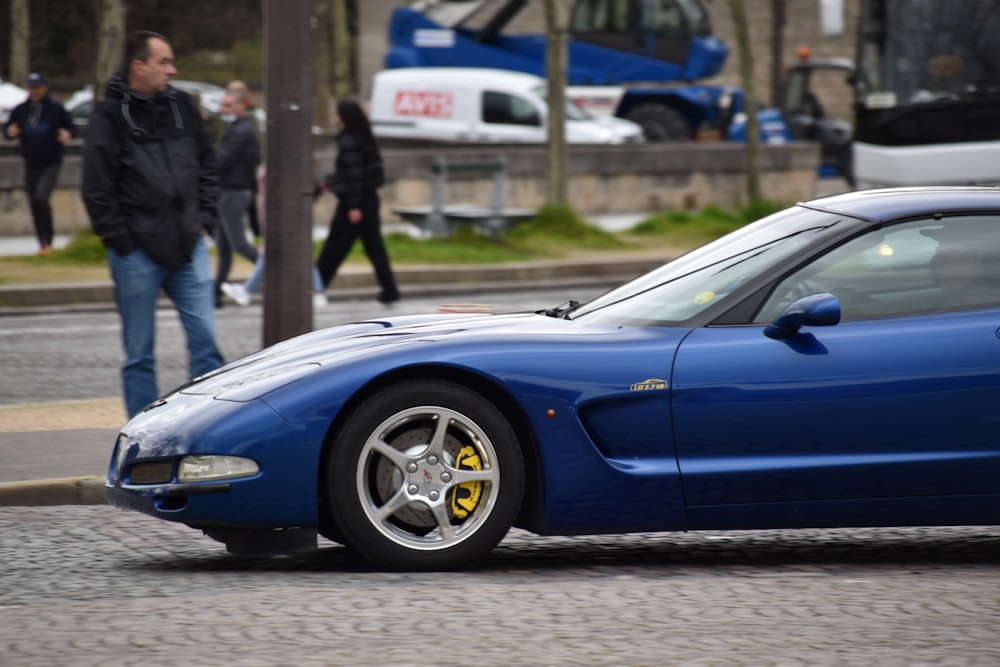 a blue sports car