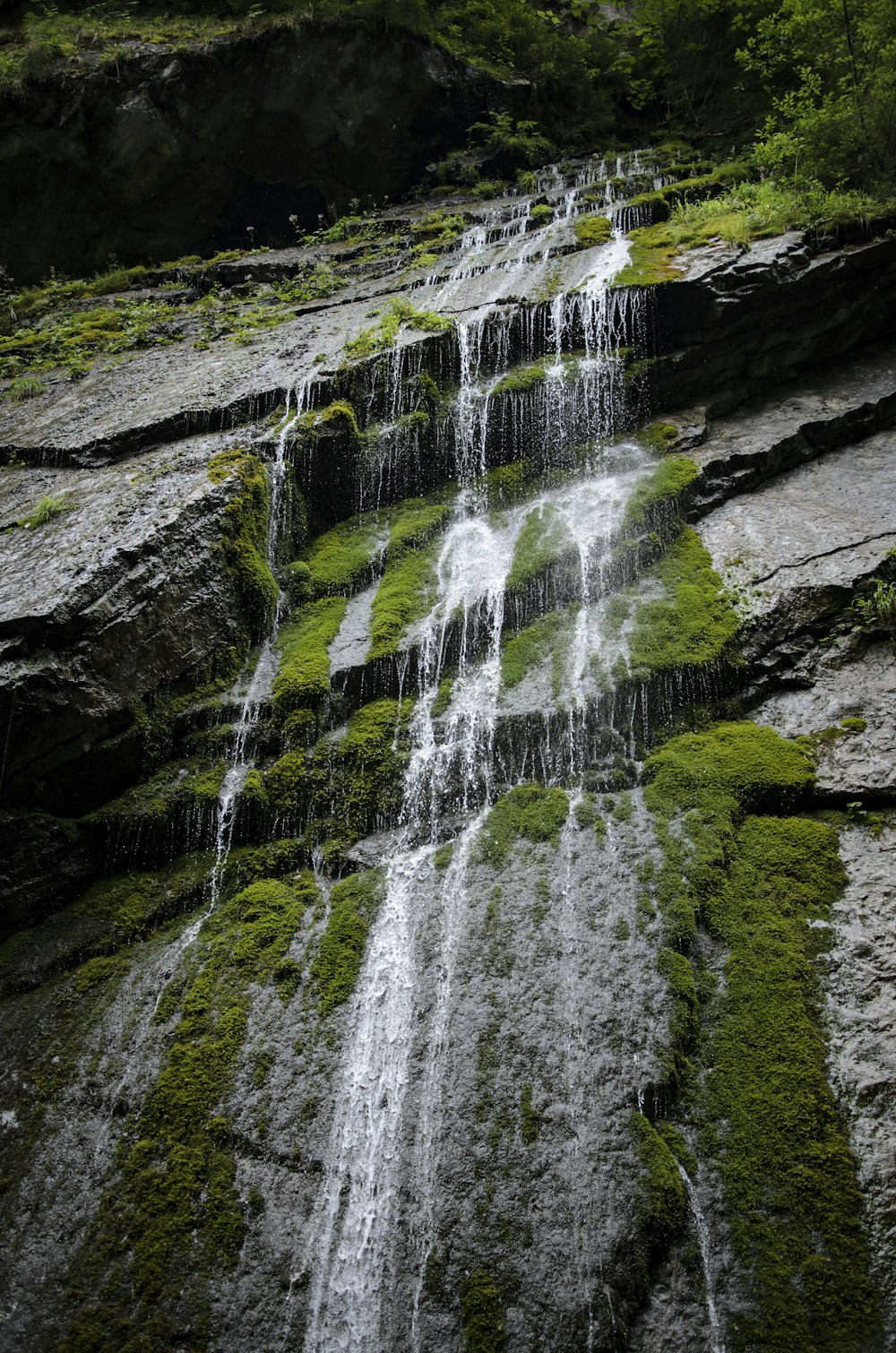 a waterfall in a rocky area