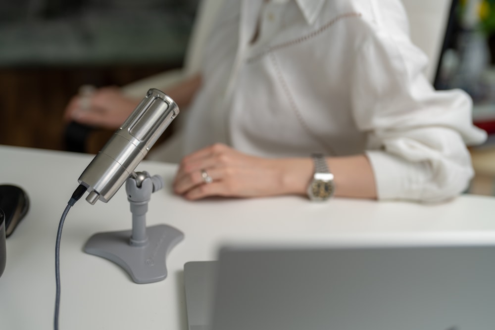 a person using a microscope