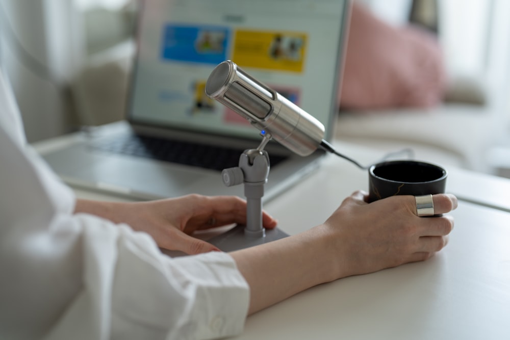 a person using a microscope