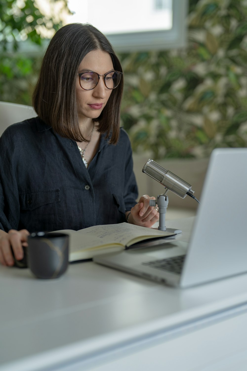 a person sitting at a desk