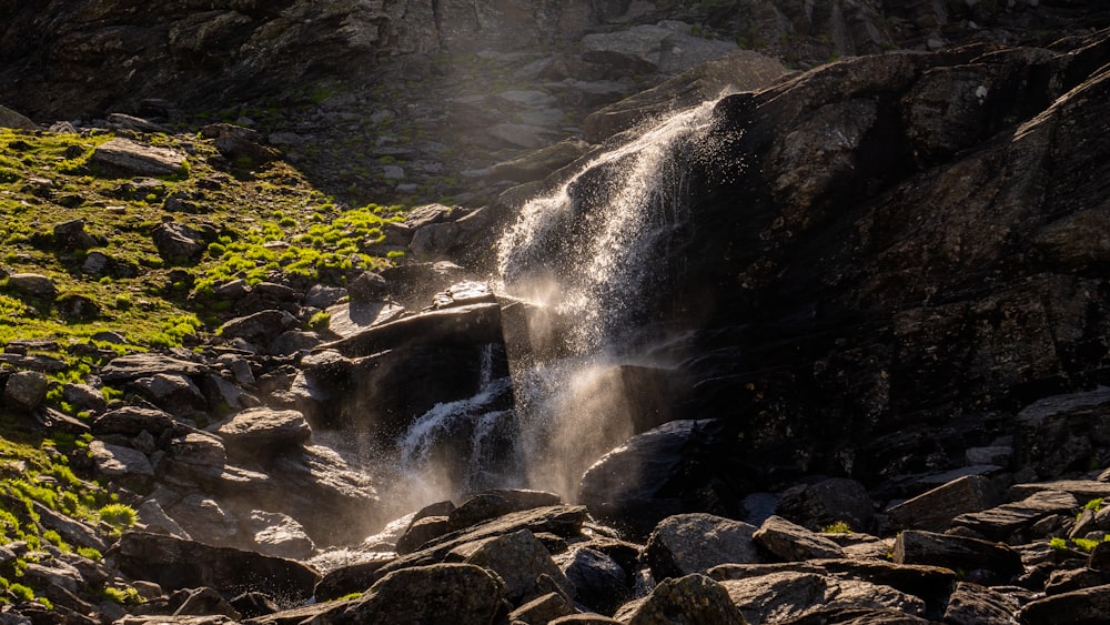 a waterfall over rocks