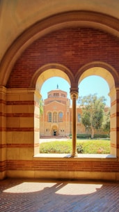 a building with a large arched doorway