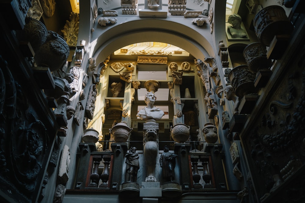 a large ornate building with statues