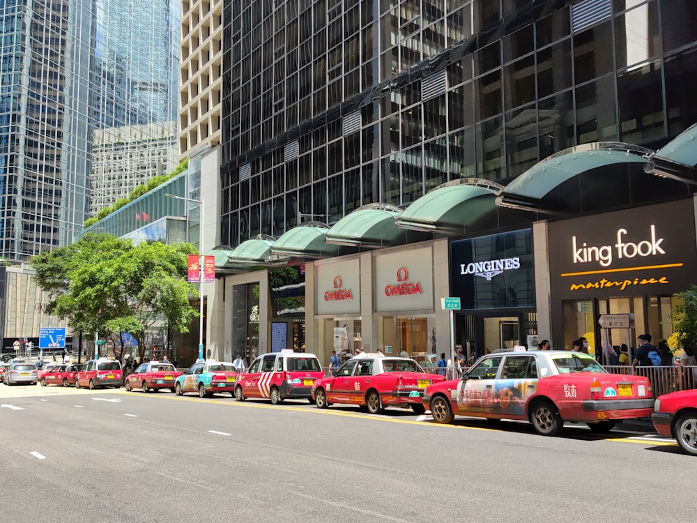 a street with cars and buildings