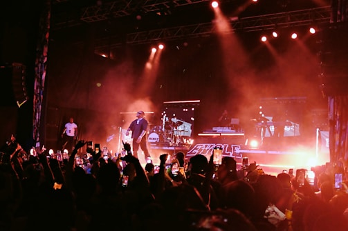 a band performing on stage