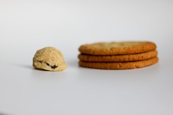 a few cookies on a white surface