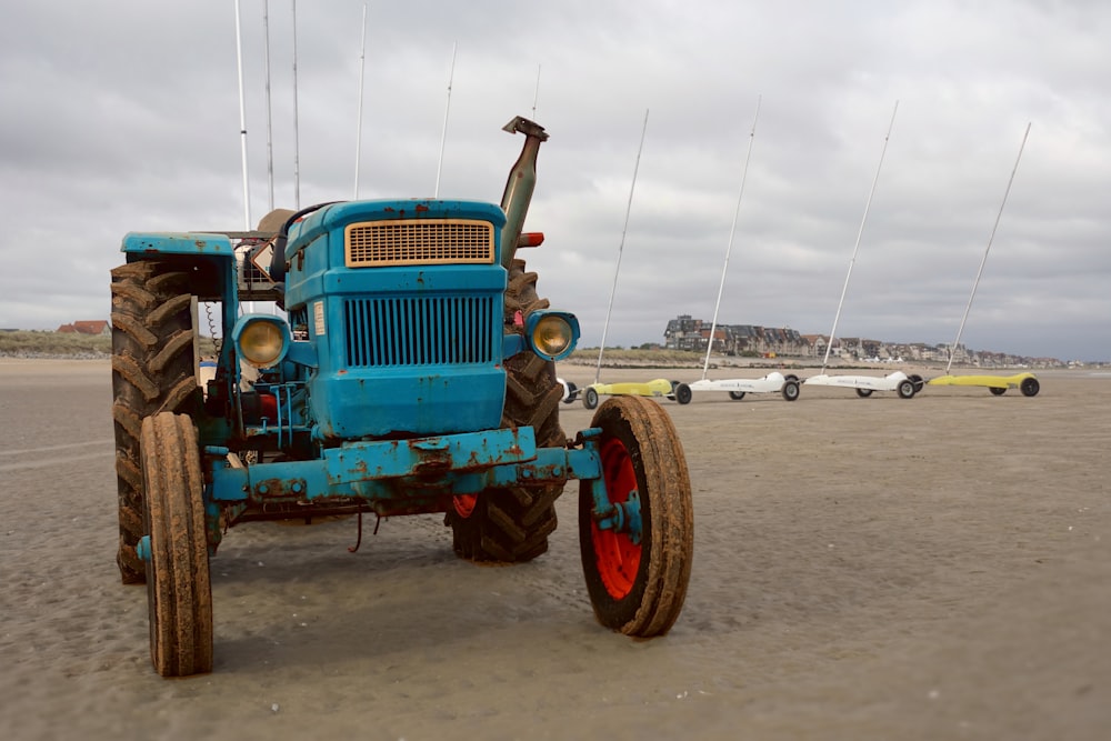a tractor on a beach