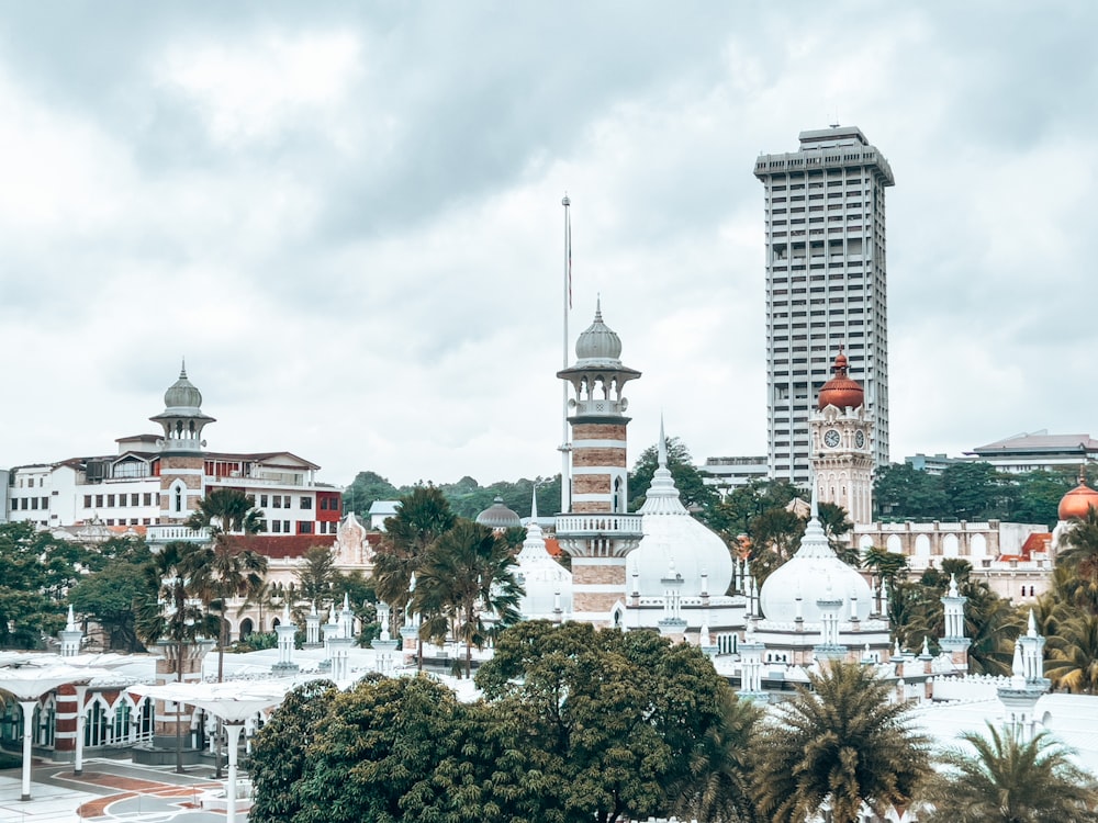 a city with trees and buildings