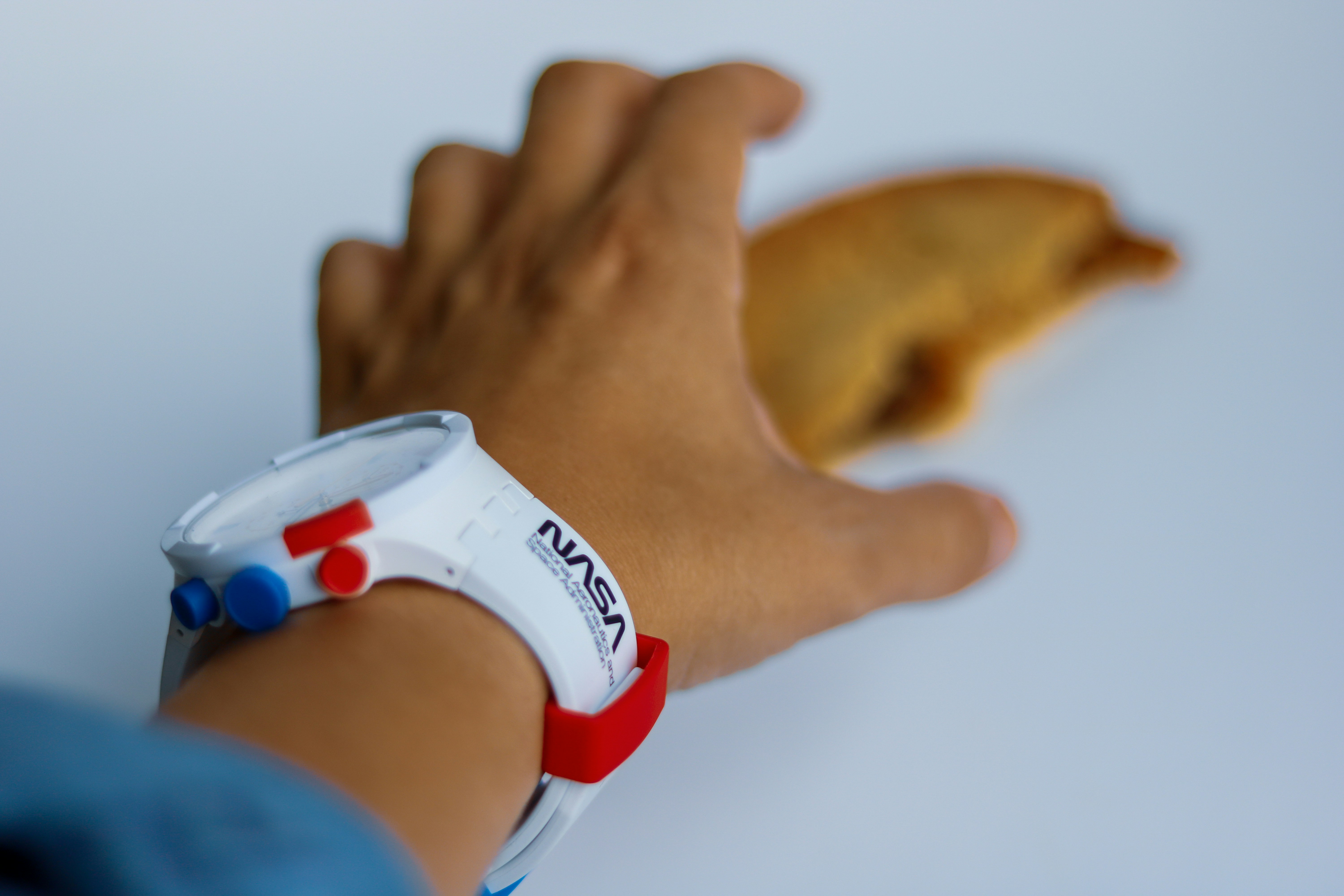 a person holding a chip