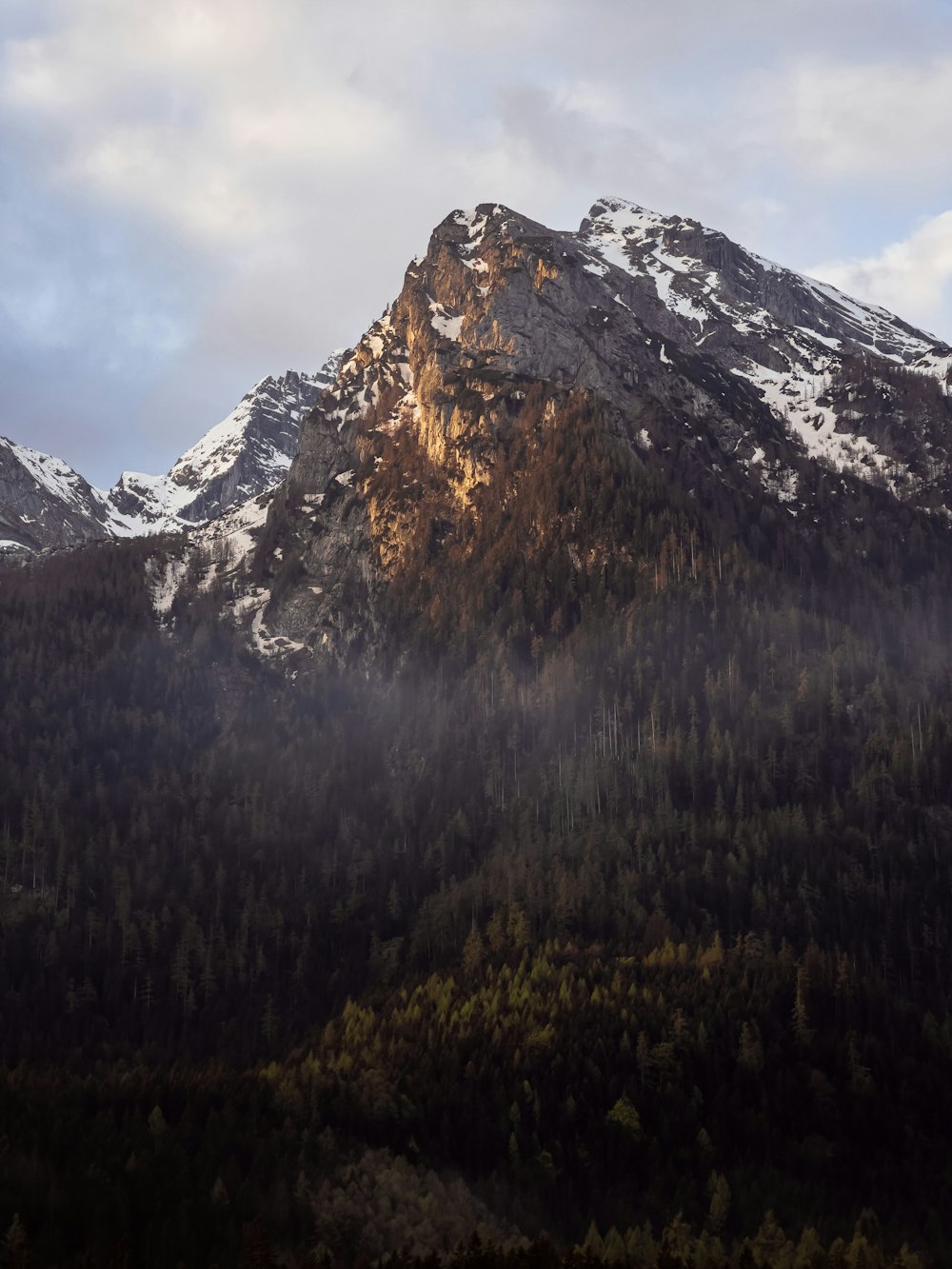 a mountain with snow