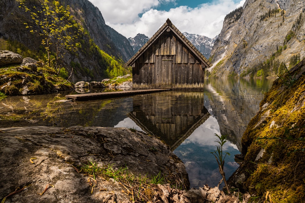 a wooden bridge over a body of water