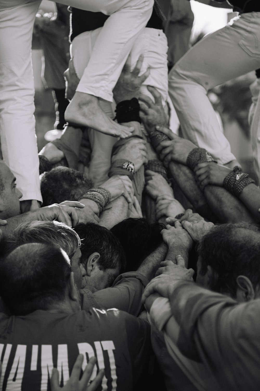 a group of people in a circle