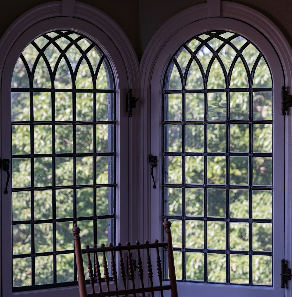 a chair in front of a window