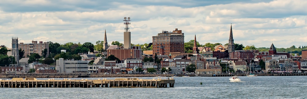 a city next to a body of water