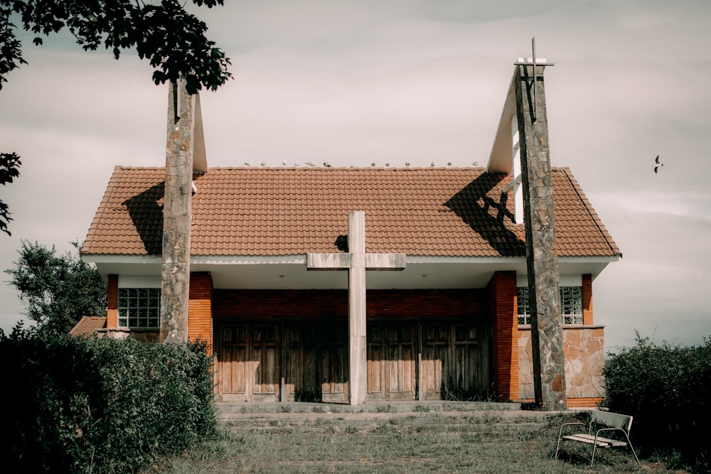 a house with a large chimney