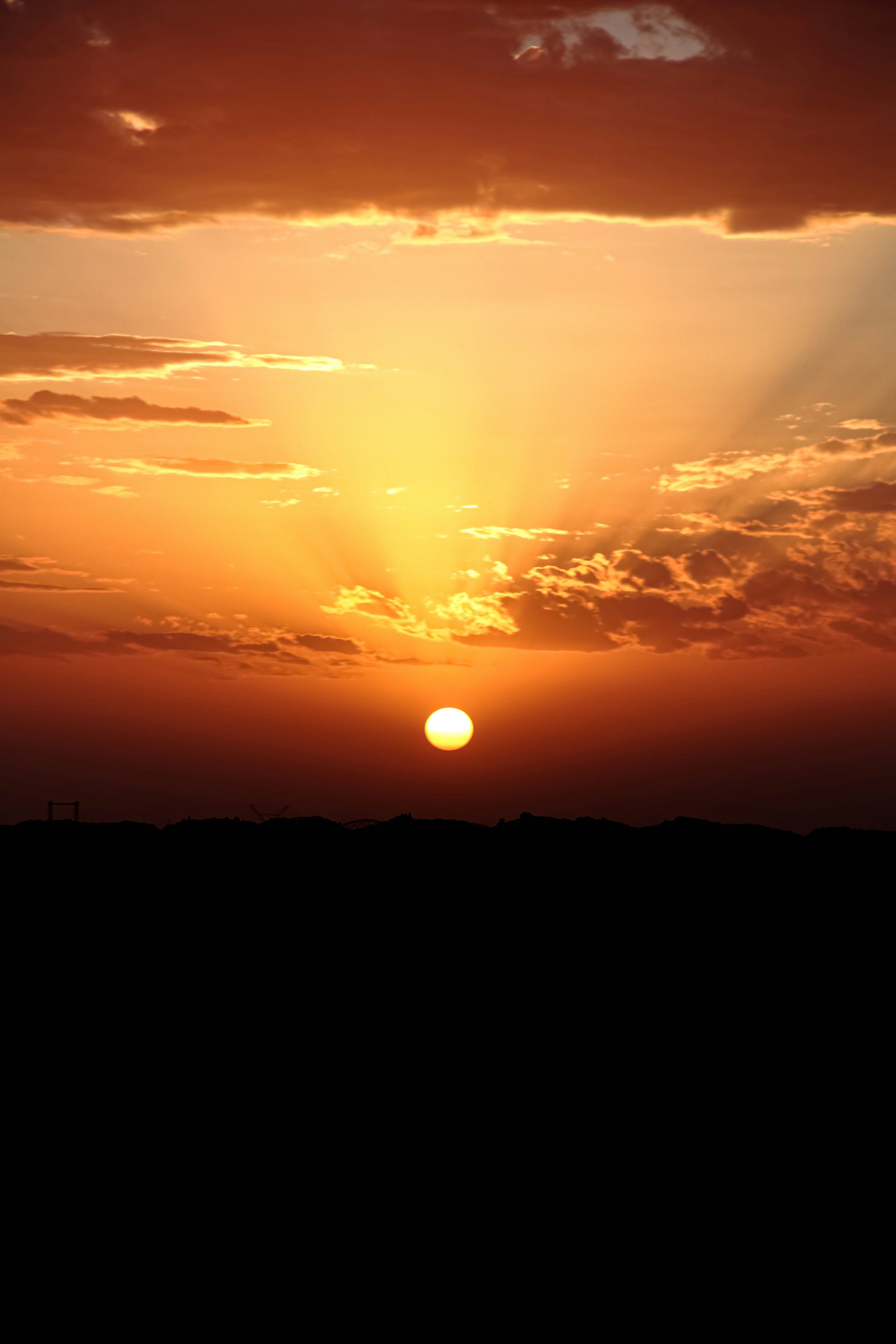 a sunset with clouds