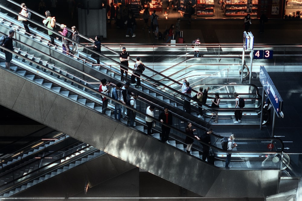 a group of people on a staircase