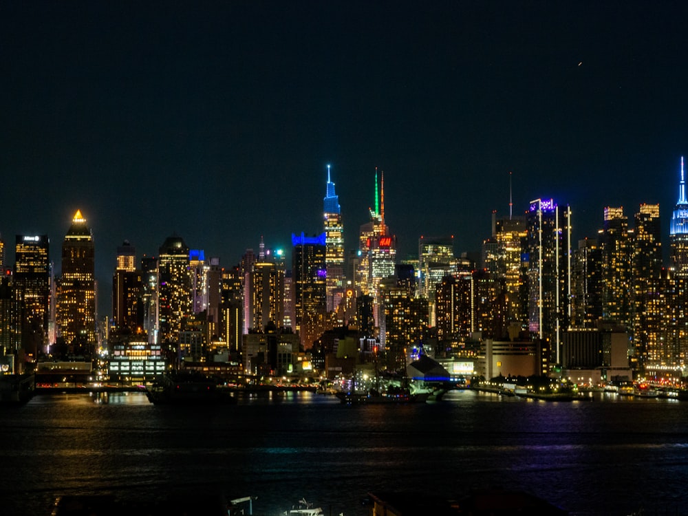 a city skyline at night