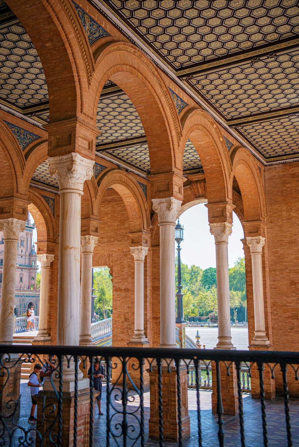 a large building with pillars